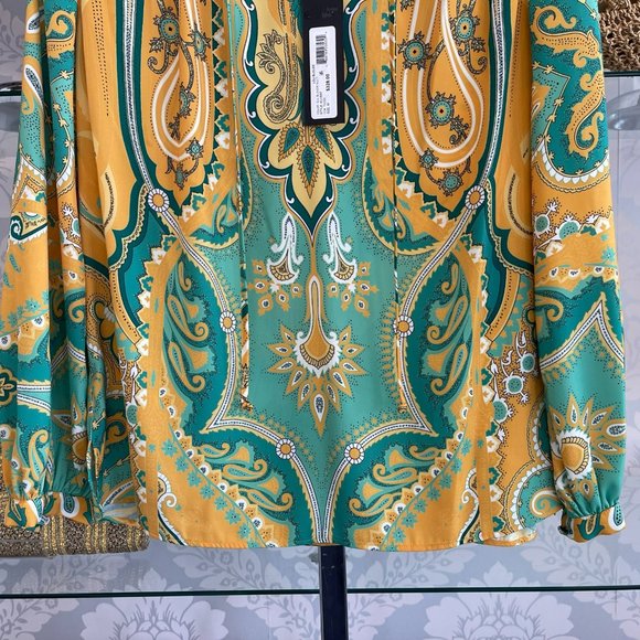 KOBI HALPERIN Multicolor Long Sleeve "Lou" Blouse Style# KU1B37 - Picture 3 of 8